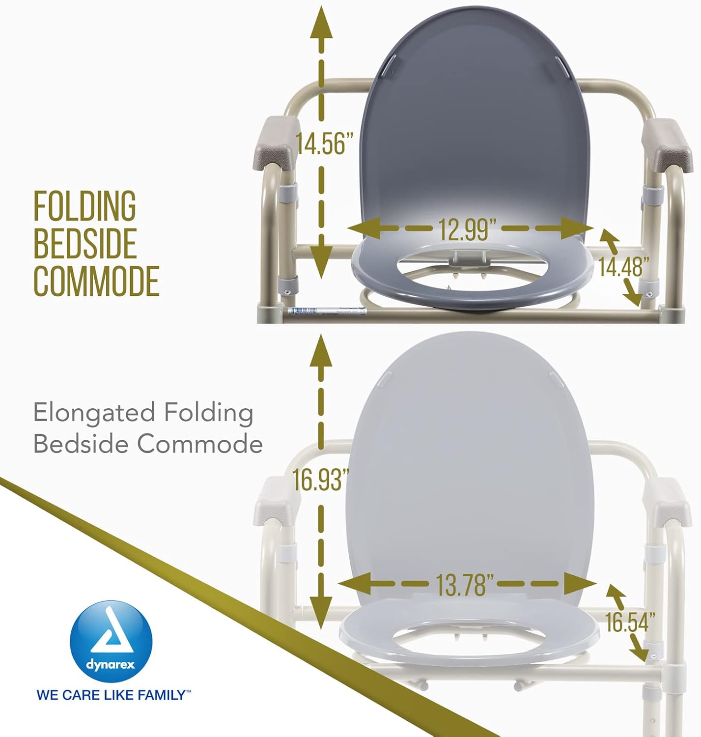 Dynarex Cómoda plegable para mesita de noche, silla de inodoro portátil 3 en 1 para ancianos y discapacitados, diseñada para uso independiente, como