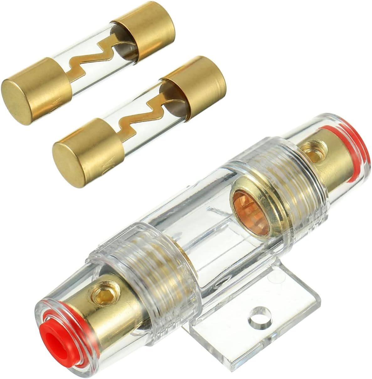 Portafusibles en línea AWG calibre 4-8 con fusibles AGU de 20 A para audio de automóvil, alarma, amplificador, compresores, portafusibles en línea