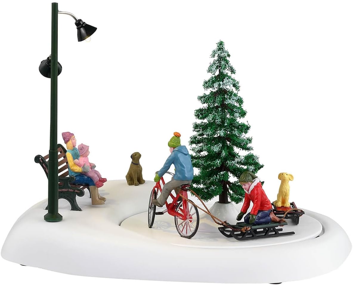 Lemax Bicicleta de nieve con papá, funciona con pilas (4.5V) #34087