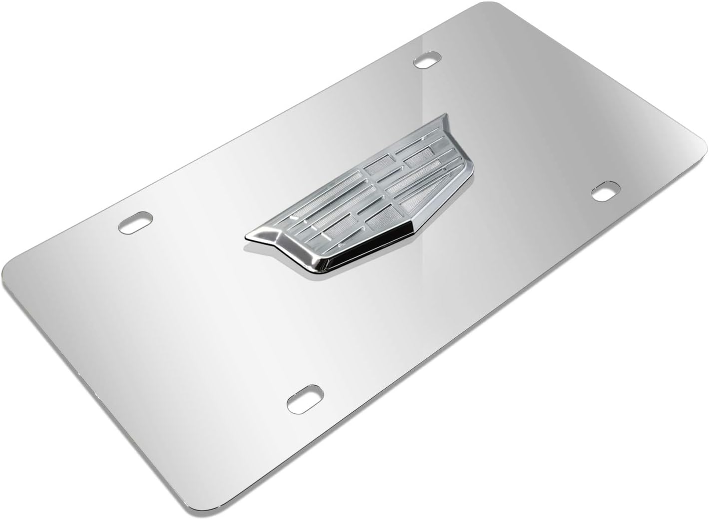 iPick Image para – Logotipo de metal cromado con escudo 3D de Cadillac en placa de acero inoxidable cromado de 12 x 6 pulgadas