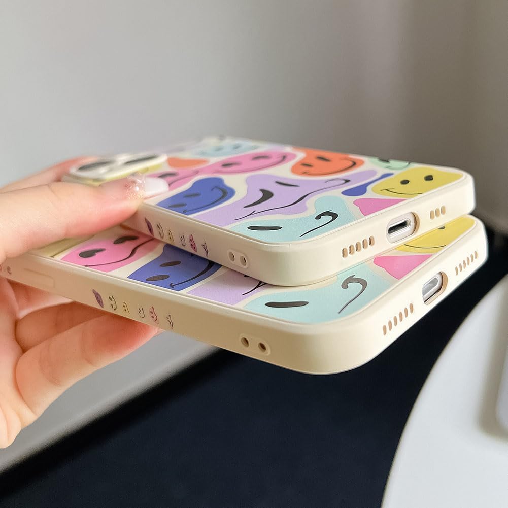 KERZZIL Elegante funda de teléfono con diseño de amor sonriente compatible con iPhone 15 Pro, fundas femeninas de silicona líquida suave, funda