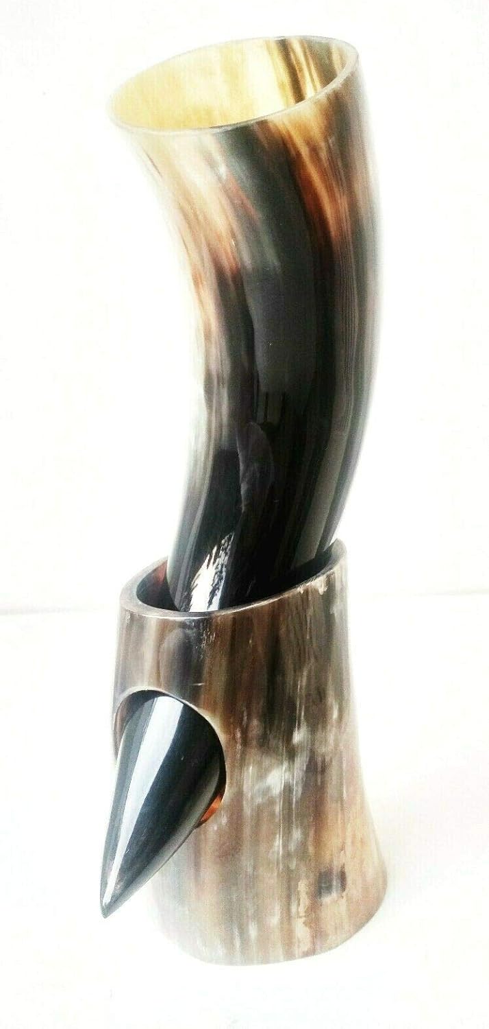 Tazas de cuerno vikingo de 10 onzas  Tazas hechas a mano de cuerno real de 9 a 12 pulgadas para vino, cerveza, cáliz nórdico de THOR LOTR estilo