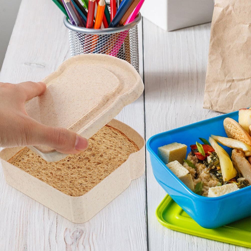 BESTonZON 2 recipientes para sándwich con forma de tostada, contenedor de almacenamiento de alimentos, caja de almuerzo, cajas de preparación de