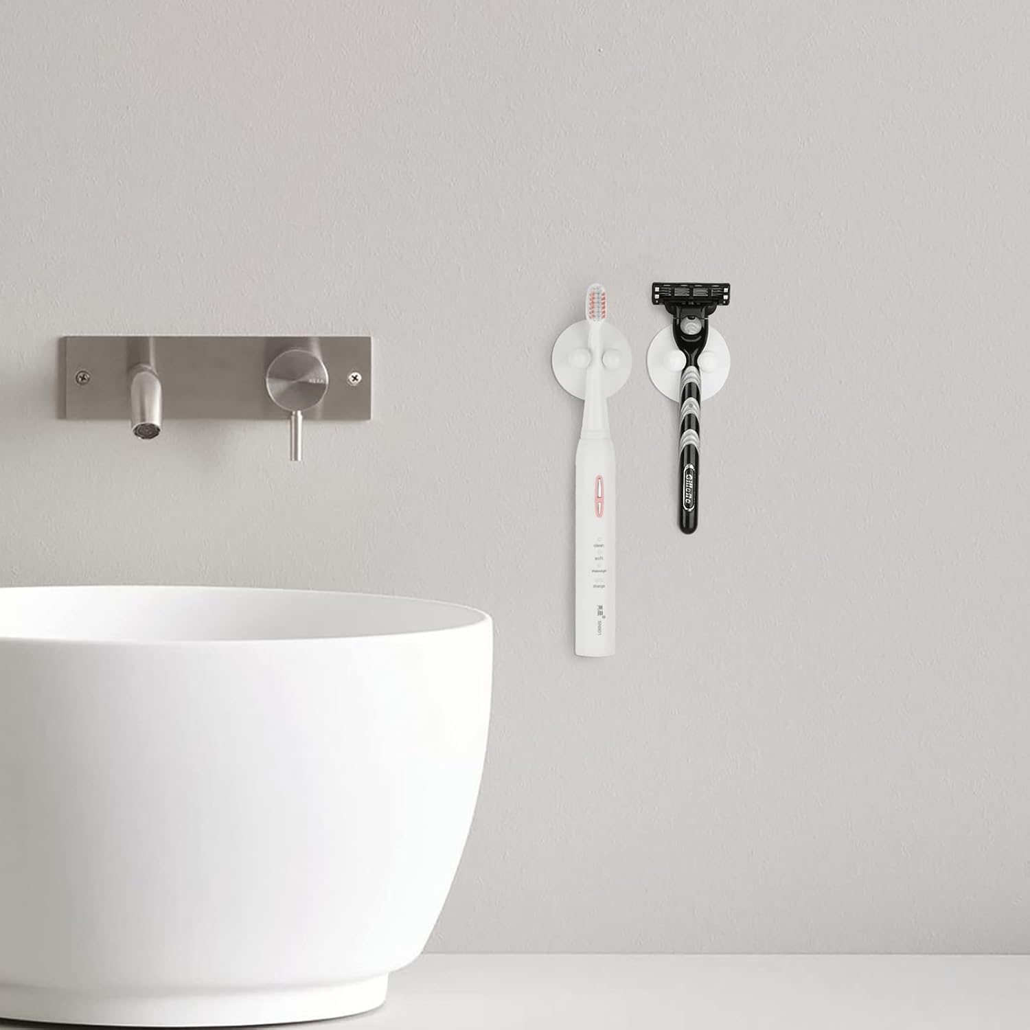 Soporte para cepillo de dientes para espejo, colgador de cepillo de dientes eléctrico montado en la pared para baño, gancho multifuncional