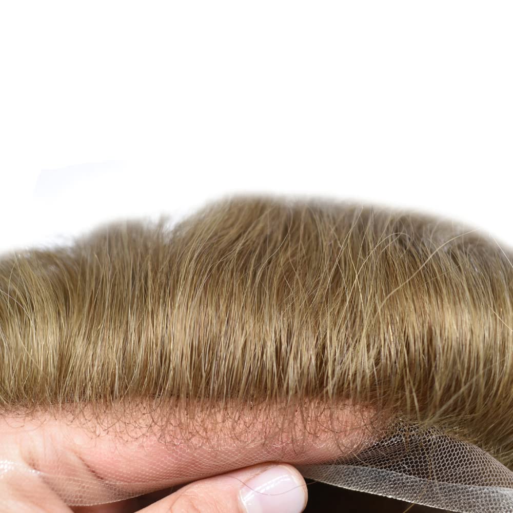 RESHE Sistema de cabello para hombre, tupé para hombres, cabello humano real, transparente, encaje suizo frontal, piezas de cabello para hombres,
