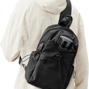 Black Sling Crossbody Bag for Men Women, Tactical Backpack Shoulder Daypack Mini Anti-Theft Motorcycle Chest Bags, Small One Strap Backpack for Black Sling Crossbody Bag for Men Women, Tactical Backpack Shoulder Daypack Mini Anti-Theft Motorcycle Chest Bags, Small One Strap Backpack for