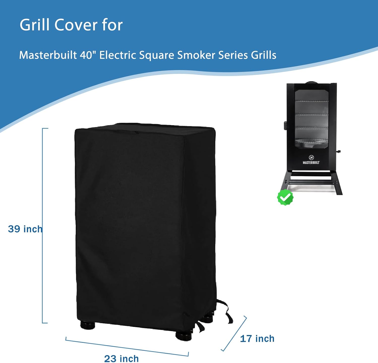Cubierta de parrilla 600D para parrillas cuadradas eléctricas Masterbuilt de 40 pulgadas, resistente al agua, accesorios para otras parrillas de 40