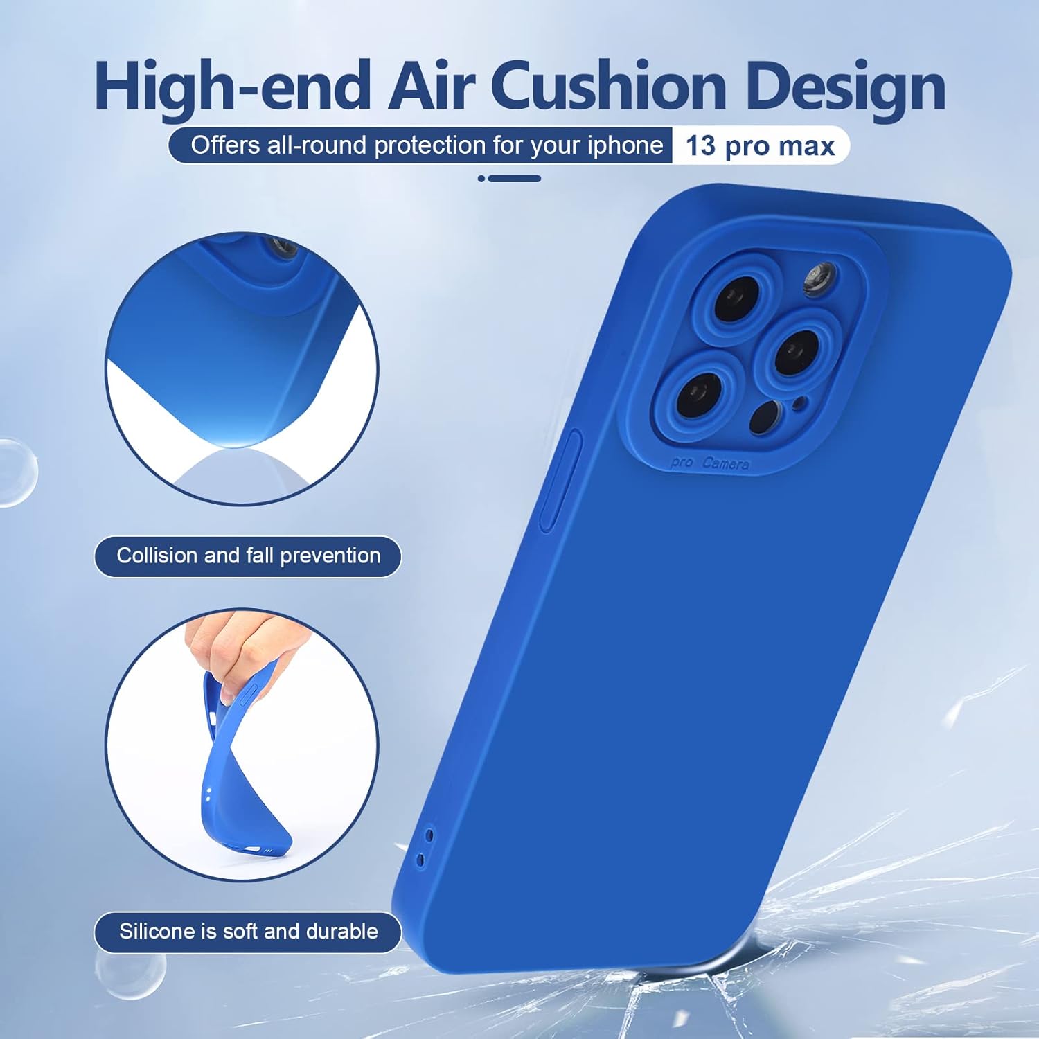 Designed for iPhone 13 Pro Max Case, Soft Liquid Silicone Slim Protective Shockproof Phone Case Cover with Anti-Scratch Microfiber Lining, 6.7 inch