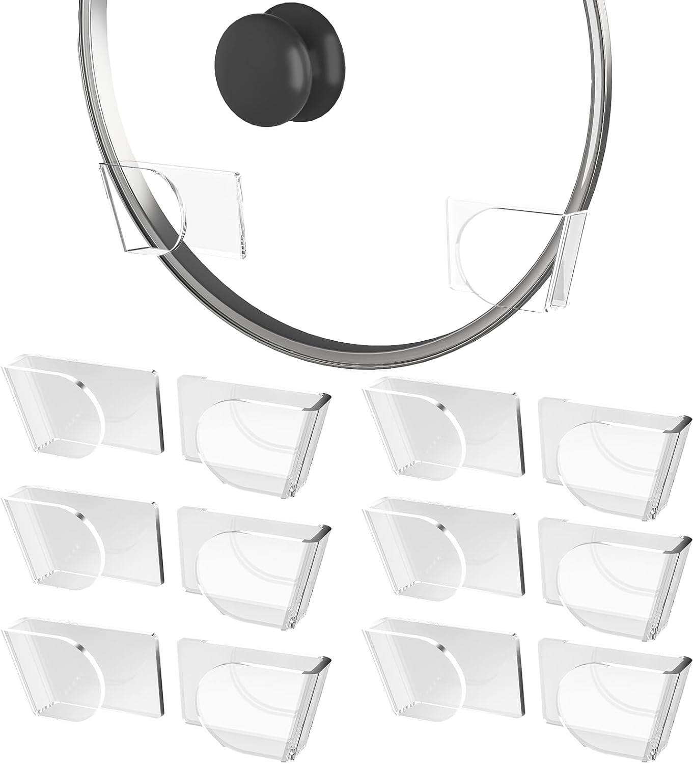 NiHome 6 organizadores de tapas acrílicas para ollas de pared con adhesivo avanzado de nano-gel, soporte para tapa de olla con elegante diseño