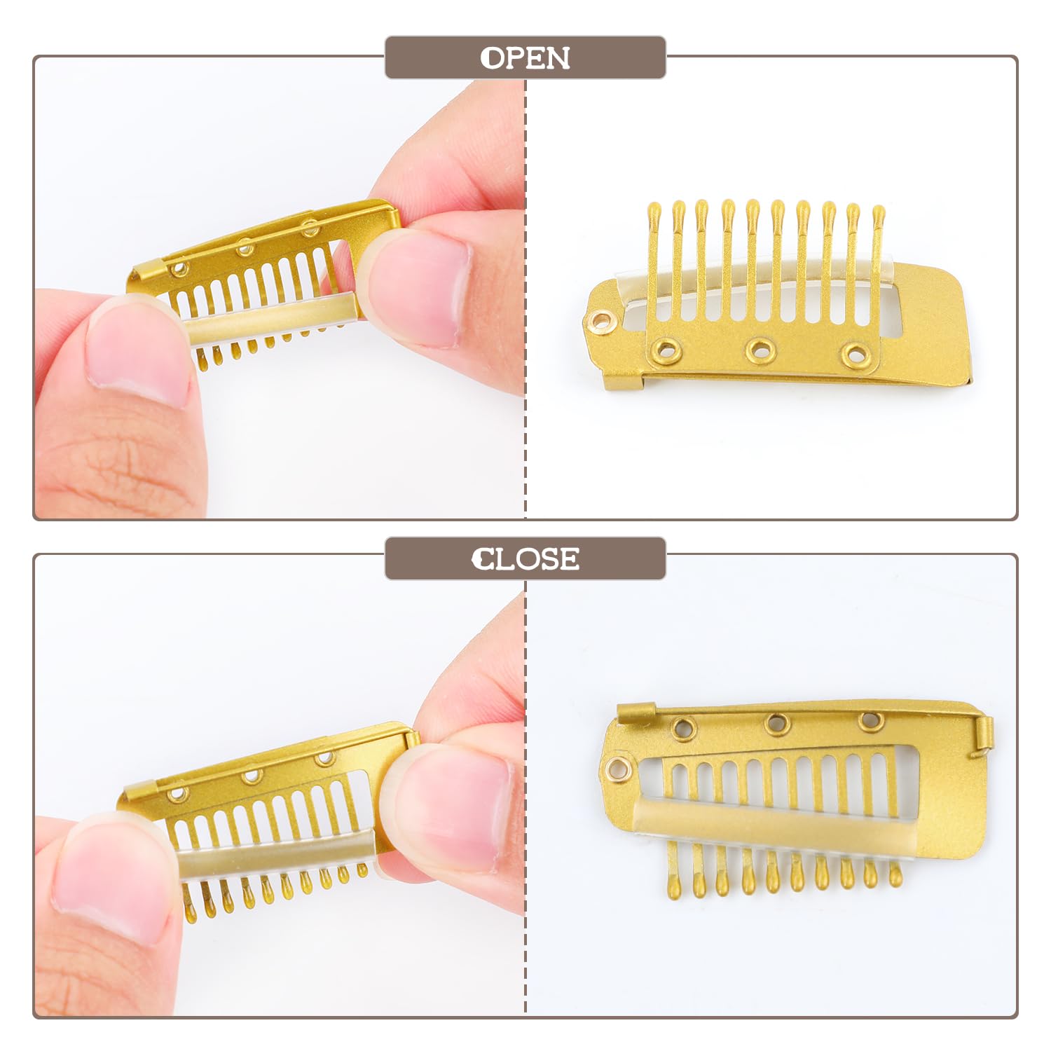 Chunni Dupatta Clips con pasador de seguridad, 10 dientes fuerte Chunni Grip Clip de pelo para extensiones de cabello, Duppatta Hack Hijab Tikka