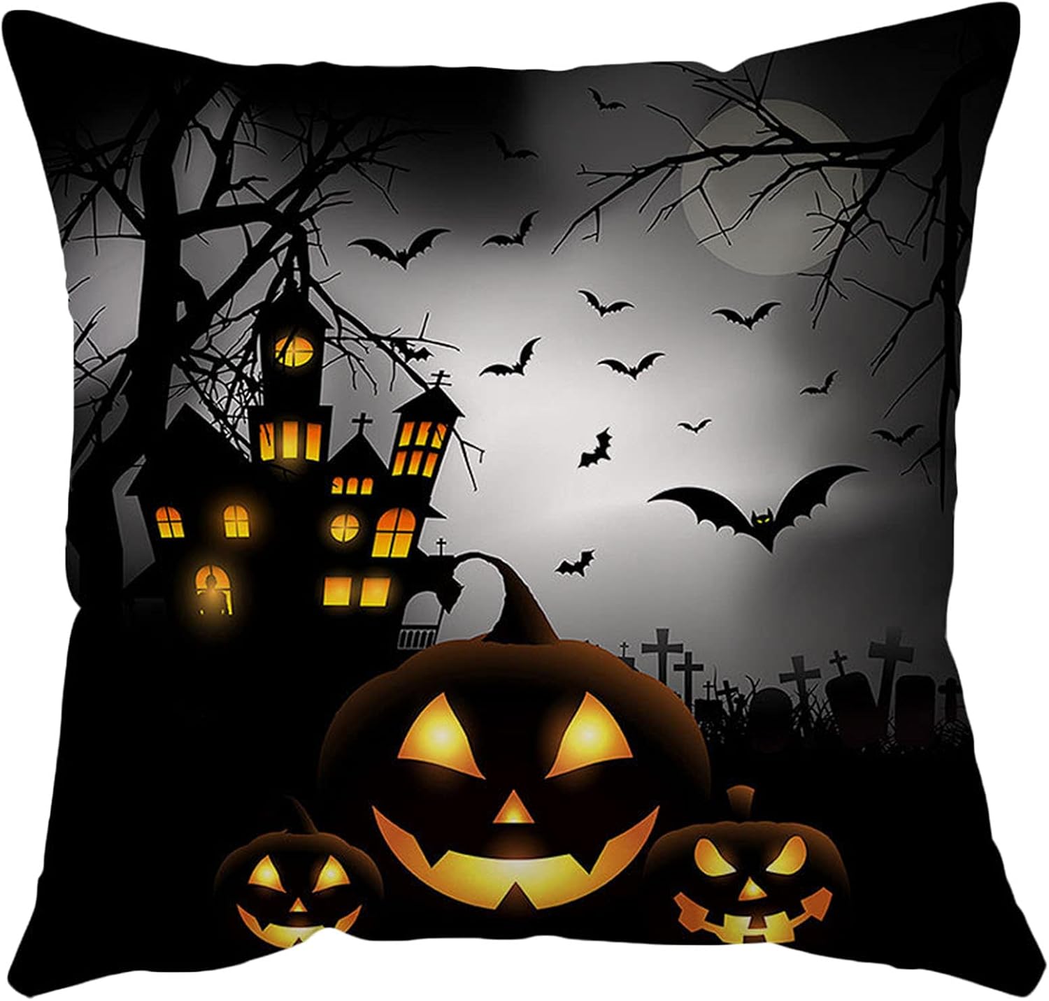 Funda de almohada de Halloween para casa embrujada, funda de cojín espeluznante de calabaza, funda de almohada para sofá, asiento de automóvil,