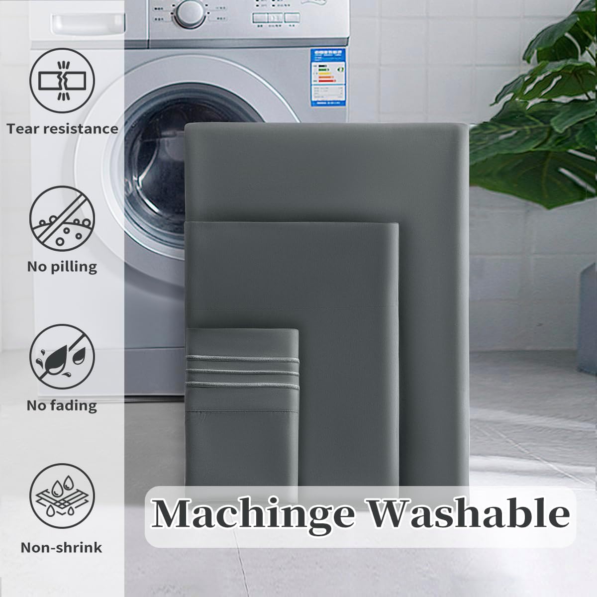 Shilucheng Juego de sábanas, sábanas transpirables y refrescantes, sábanas de microfibra suave de 1800 hilos, ropa de cama cómoda con bolsillos de
