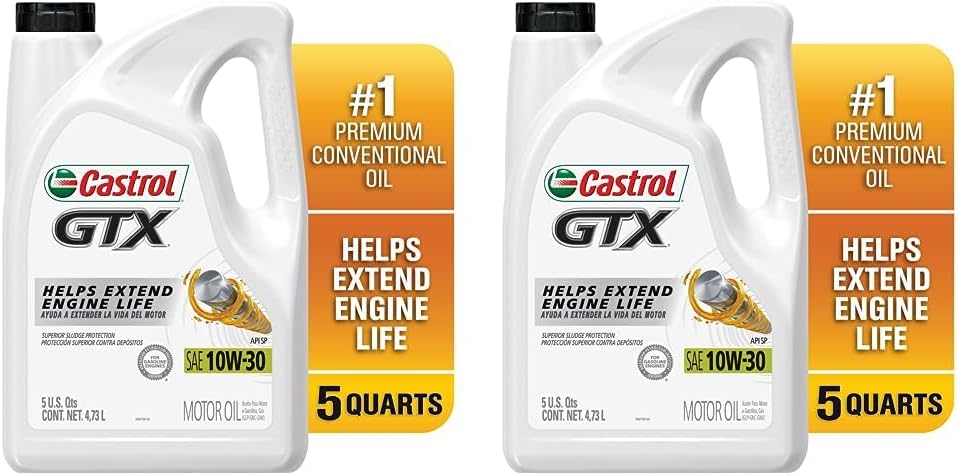 Castrol Aceite de motor convencional GTX 10W-30, 5 cuartos de galón, paquete de 2
