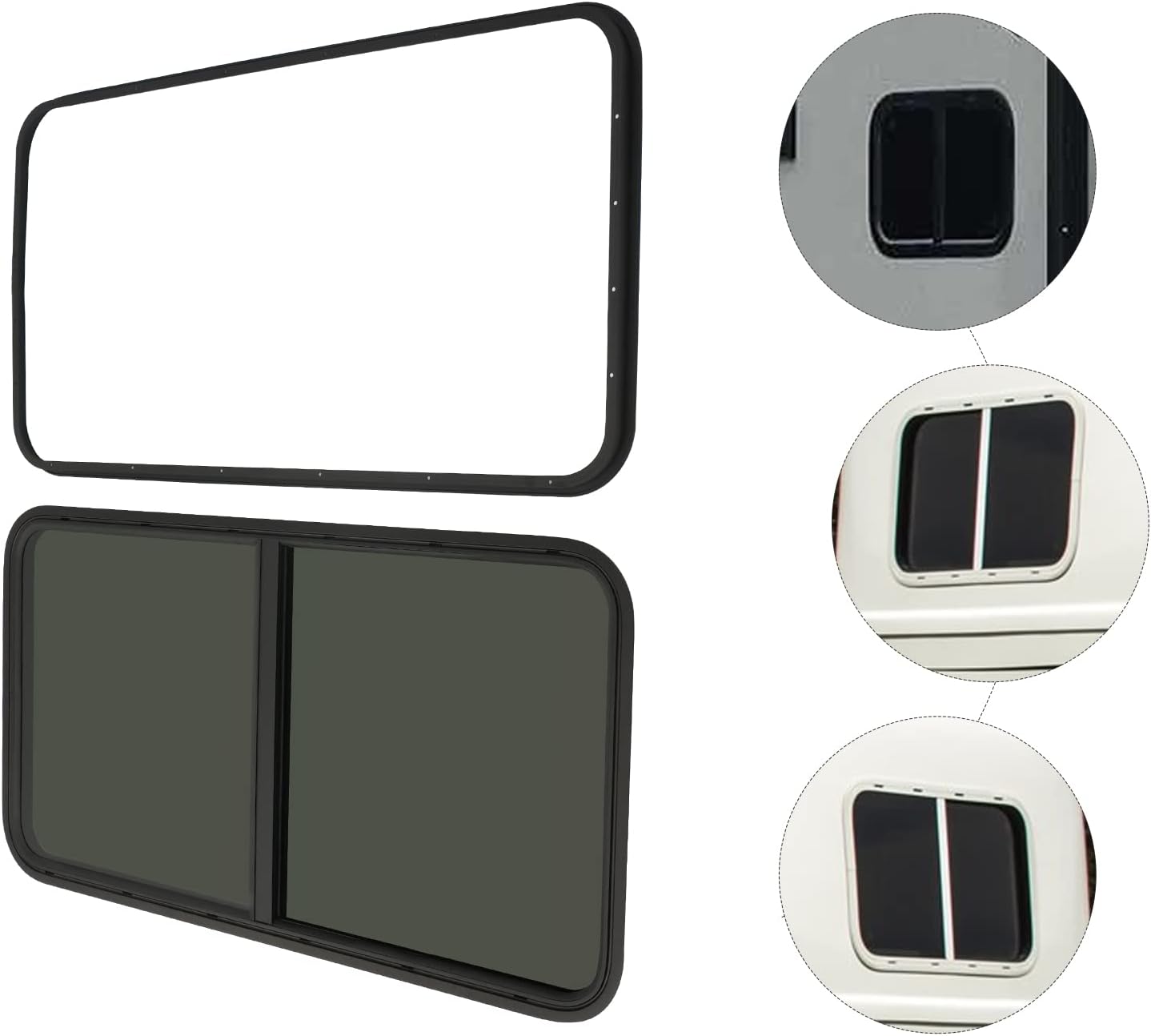 Ventana de caravana, 24 pulgadas de ancho x 20 pulgadas de alto, deslizador horizontal de lágrima, ventana universal para RV con pantalla compatible