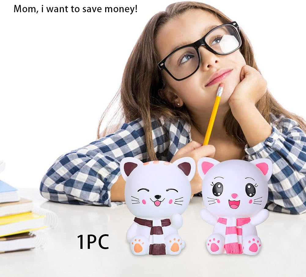 Banco de dinero para gatitos, lindo banco de monedas, banco de dinero para gatos inastillable, contenedor de caja de almacenamiento de monedas,