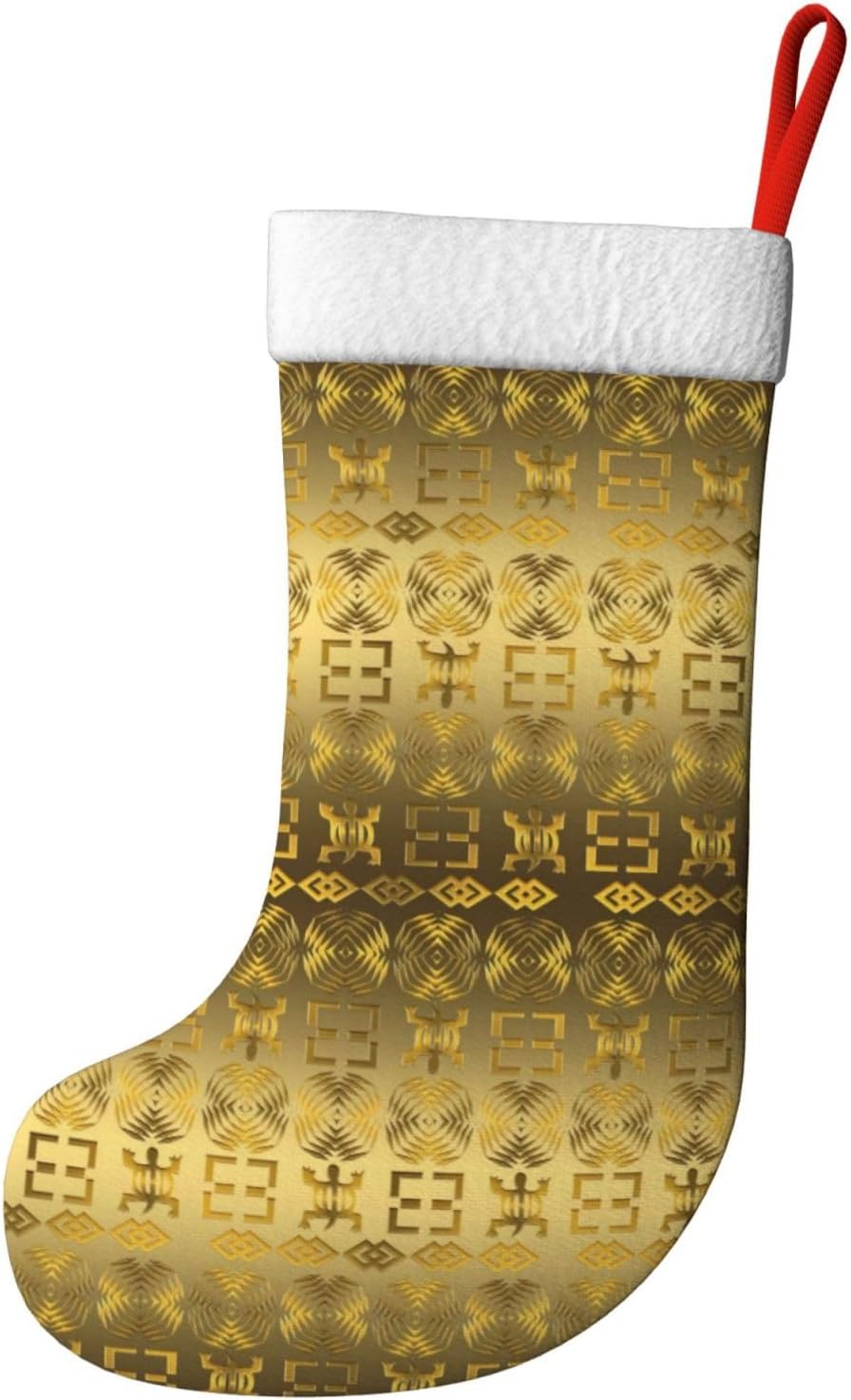 Calcetines de Navidad, patrón étnico africano con símbolos Adinkra, medias de Navidad grandes, medias colgantes de Navidad para Navidad, vacaciones,