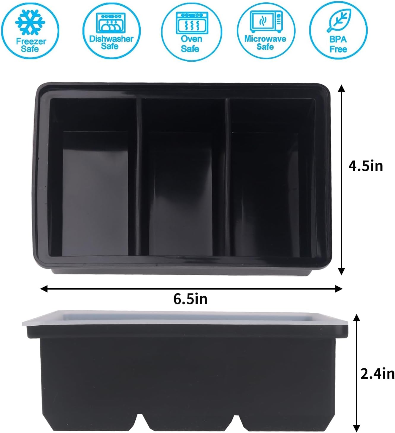 Bandeja de silicona para congelador con tapa, moldes de silicona para congelador, bandeja grande para cubitos de hielo, recipiente de silicona para
