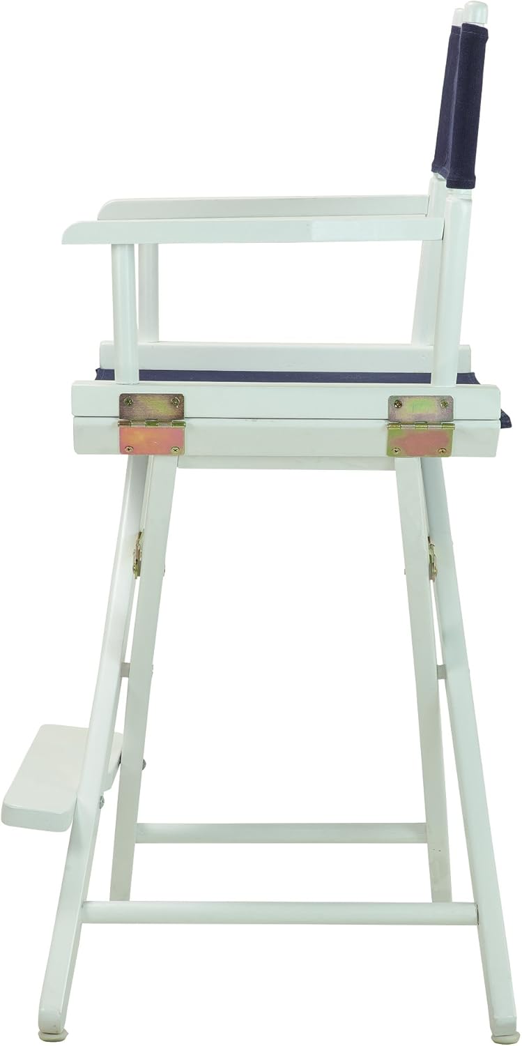 Casual Home – Silla de director de 24.0in, marco blanco con lona azul marino, altura de mostrador
