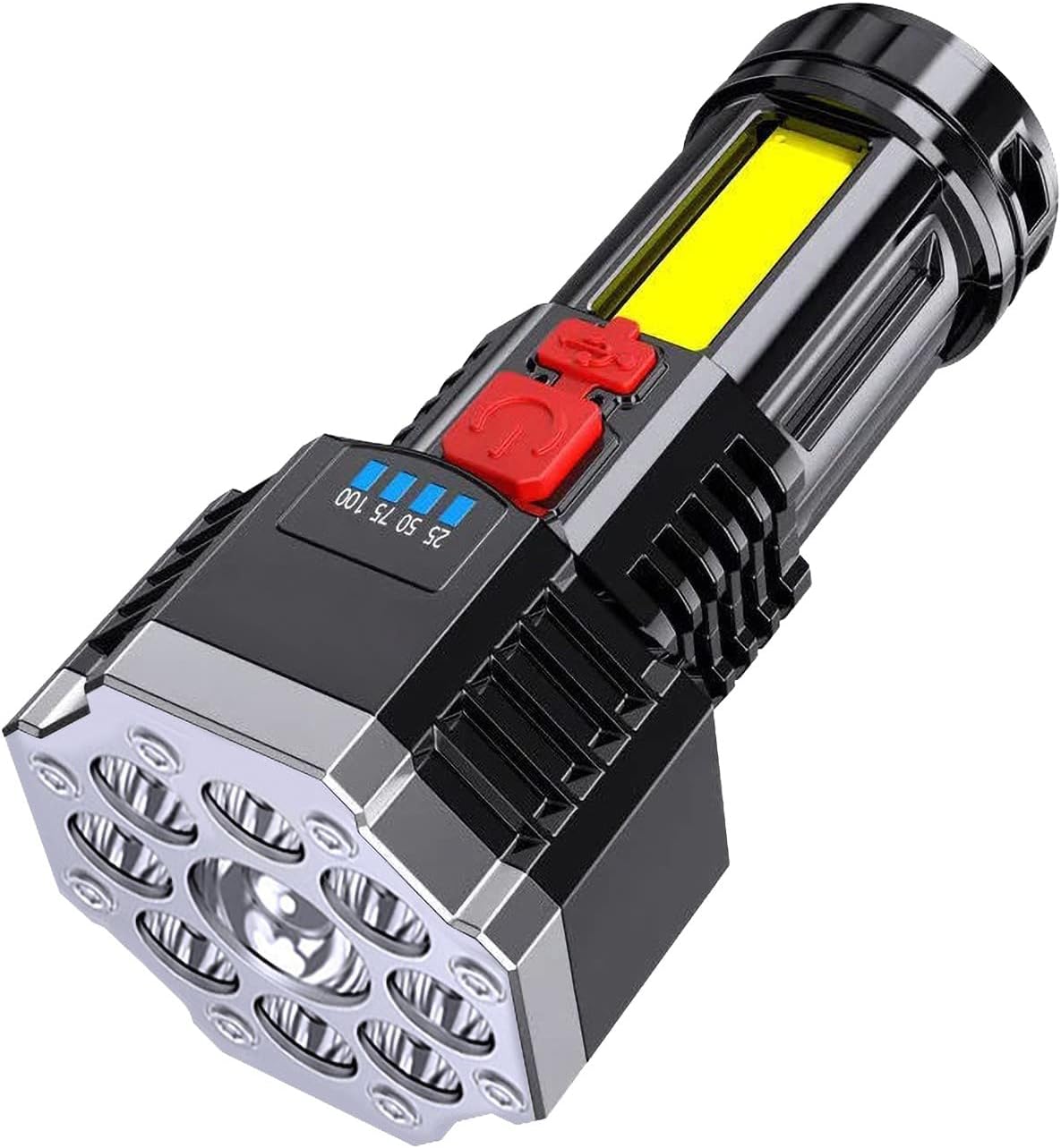 Flashlights High Lumens, Rechargeable LED Flashlight, Super Bright Flashlights 100000 Lumens with 9 LED Light, 4 Modes Handheld Flashlights for