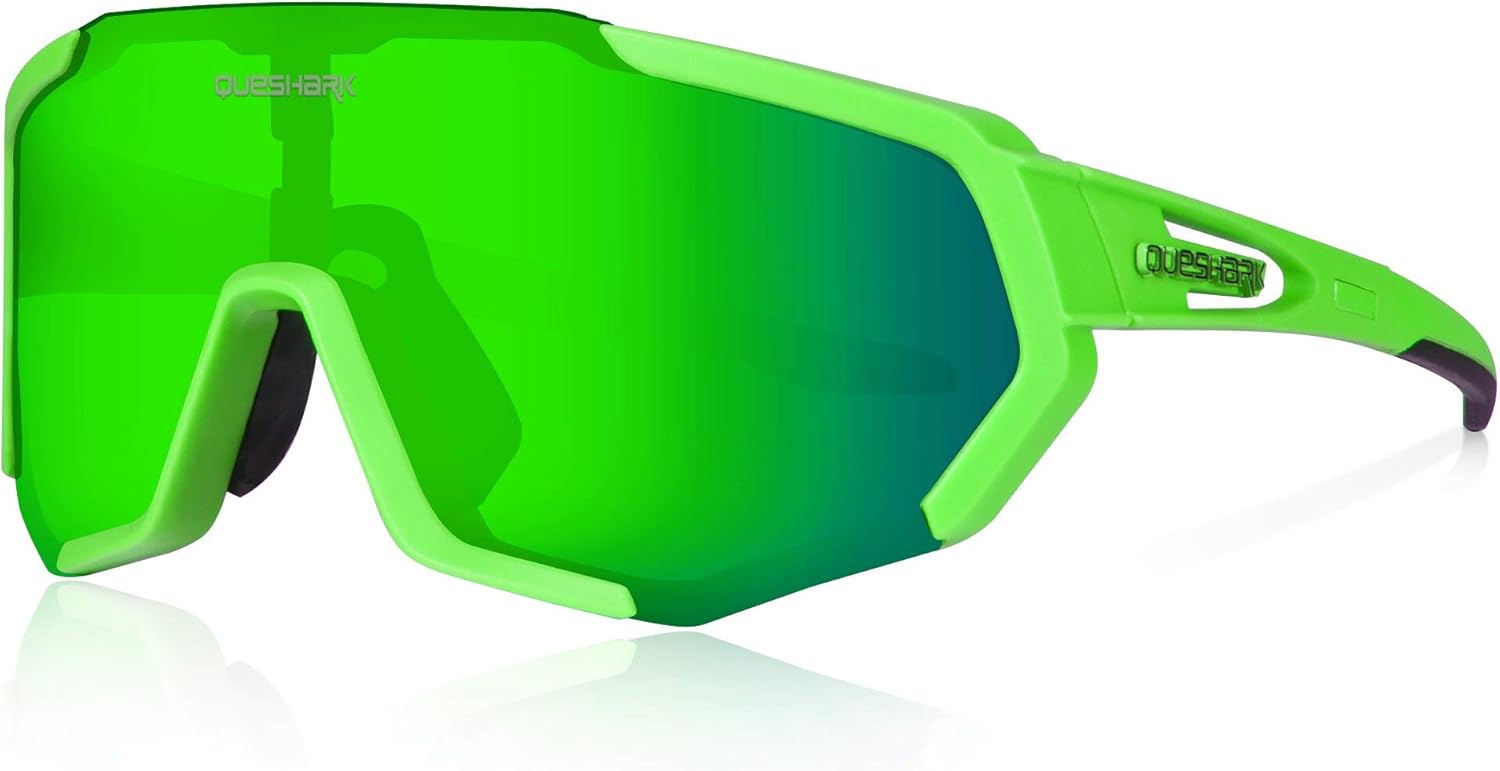 Lentes de sol Queshark de ciclismo, polarizados, deportivos, con 3 lentes, unisex