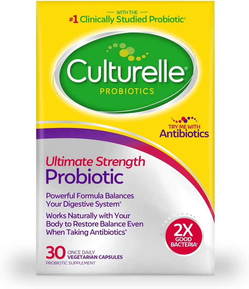 Culturelle Probiótico Ultimate Strength para hombres y mujeres y cápsulas probióticas diarias para hombres y mujeres, cepa probiótica más estudiada