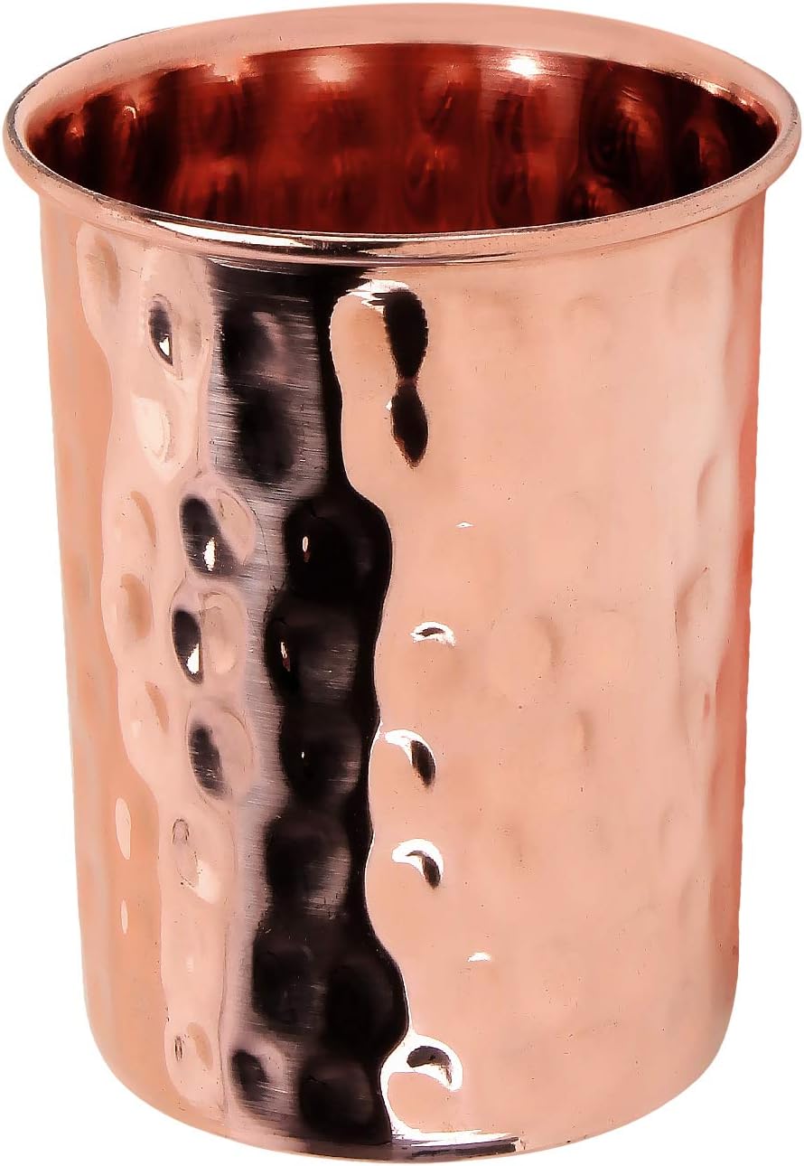 Zap Impex Vaso de cobre martillado de vidrio de cobre puro