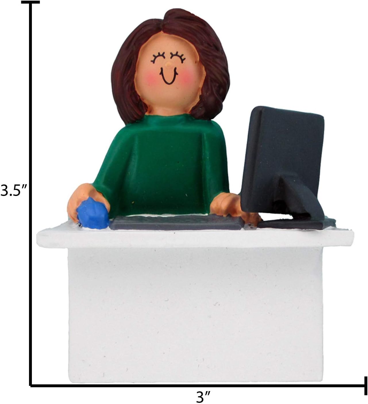 Adorno personalizado para trabajador de oficina 2024  Adornos de mujer en computadora para compañeros de trabajo, abogado, adorno de trabajo desde