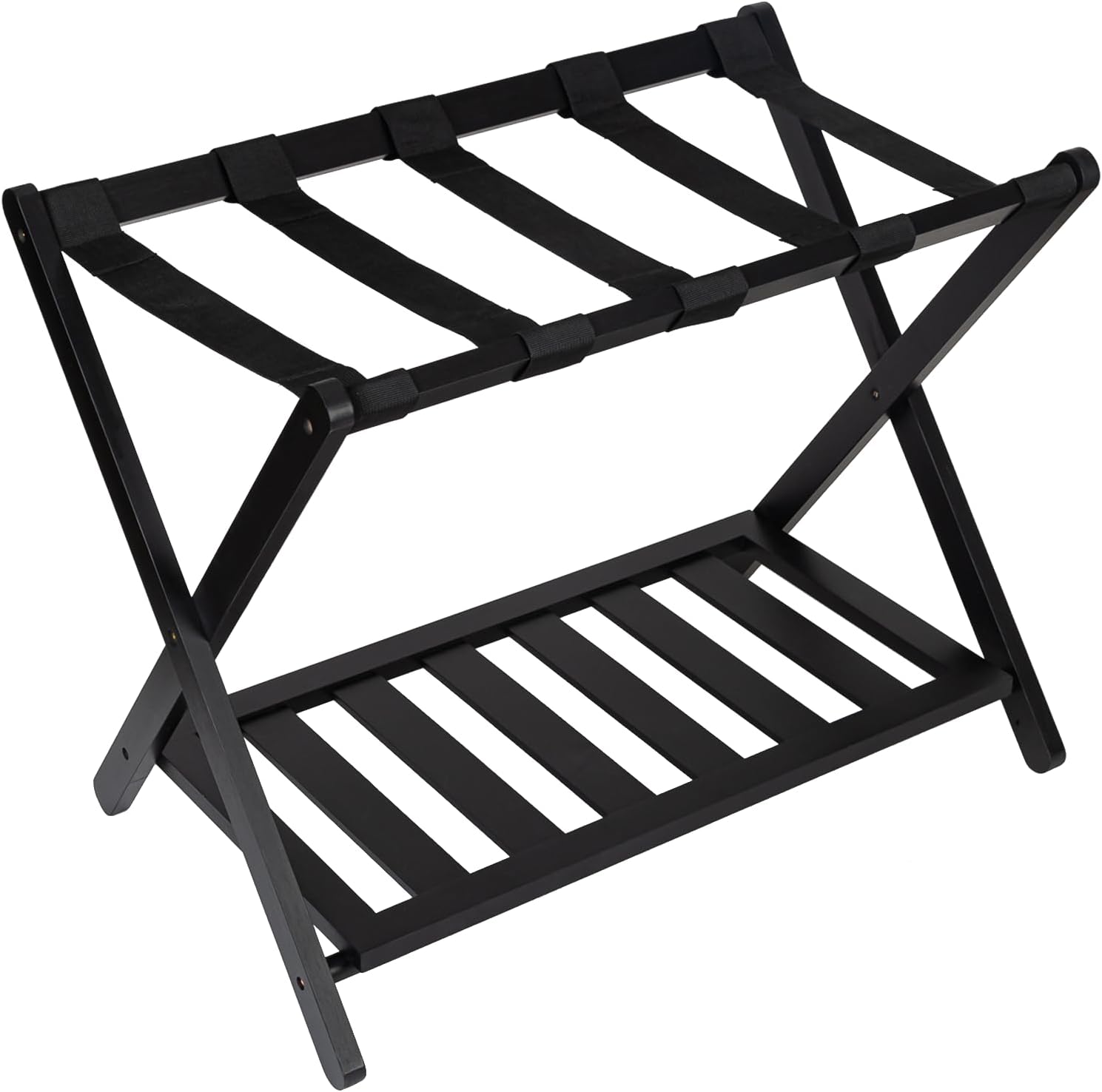 RAINHOL Portaequipajes plegable para habitación de invitados, 1 unidad, soporte de maleta montado con estante de almacenamiento, soporte de equipaje