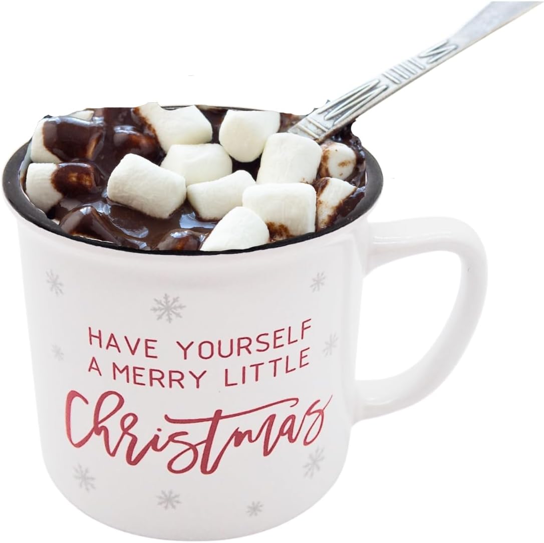 Taza de copo de nieve con texto en inglés Have Yourself a Merry Christmas, 3.75 pulgadas