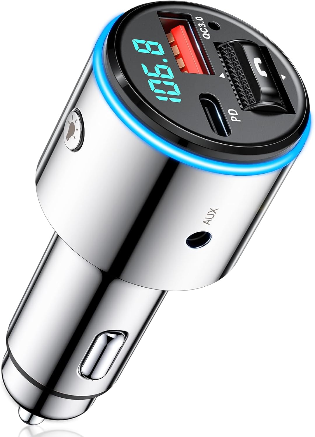 Transmisor FM Bluetooth 5.3 para coche, adaptador de radio FM inalámbrico Bluetooth para automóvil, QC3.0 18 W y cargador rápido tipo C PD 30 W,