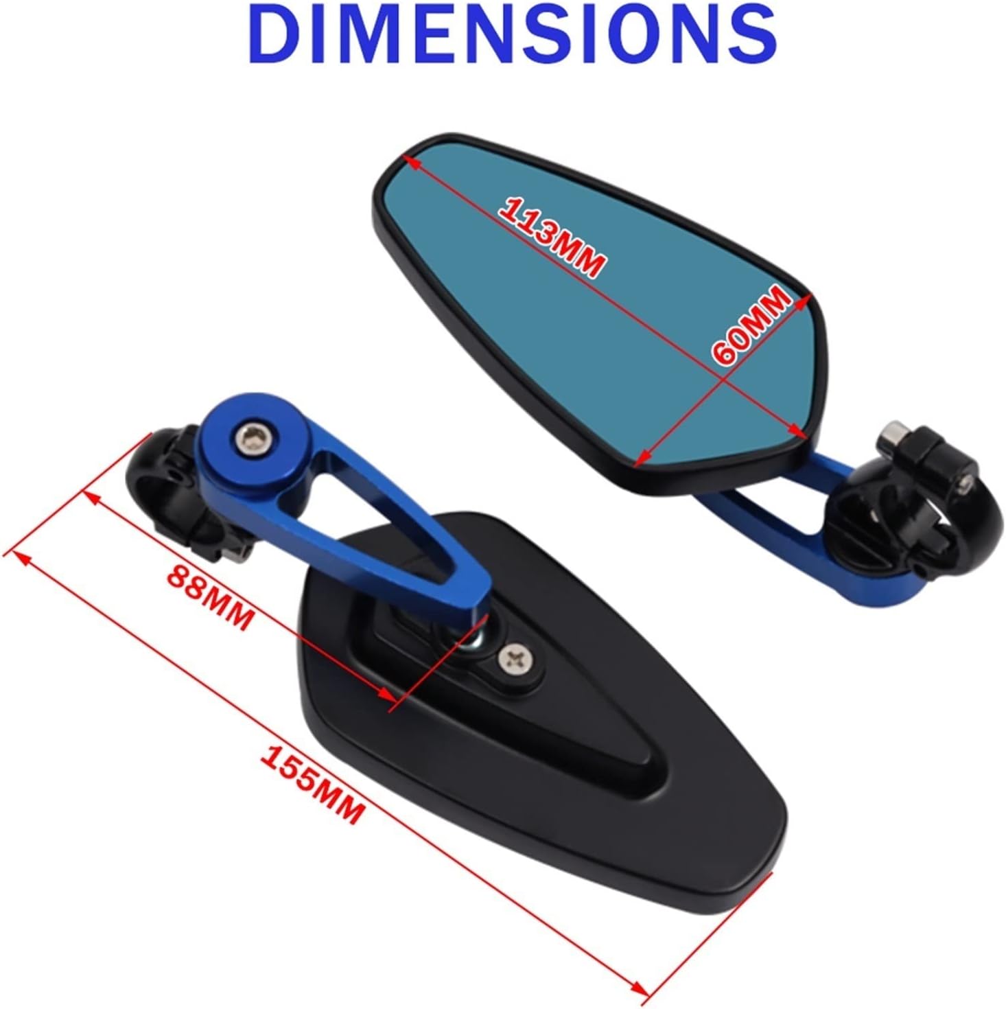 Espejo retrovisor para motocicleta, retrovisor, color azul, antirreflejos, 78 pulgadas, 0.866 in para Kawasaki para VERSYS 1000 650 Cc 300X VulcanS