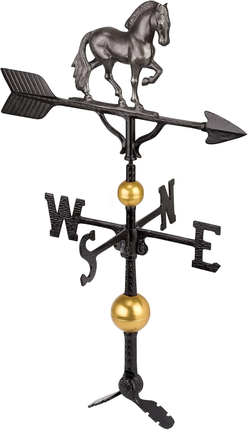 Veleta de caballo 3D de aluminio de lujo – Decoración de metal para techo de paletas de viento – Soporte incluido (4 para elegir) – Aluminio fundido