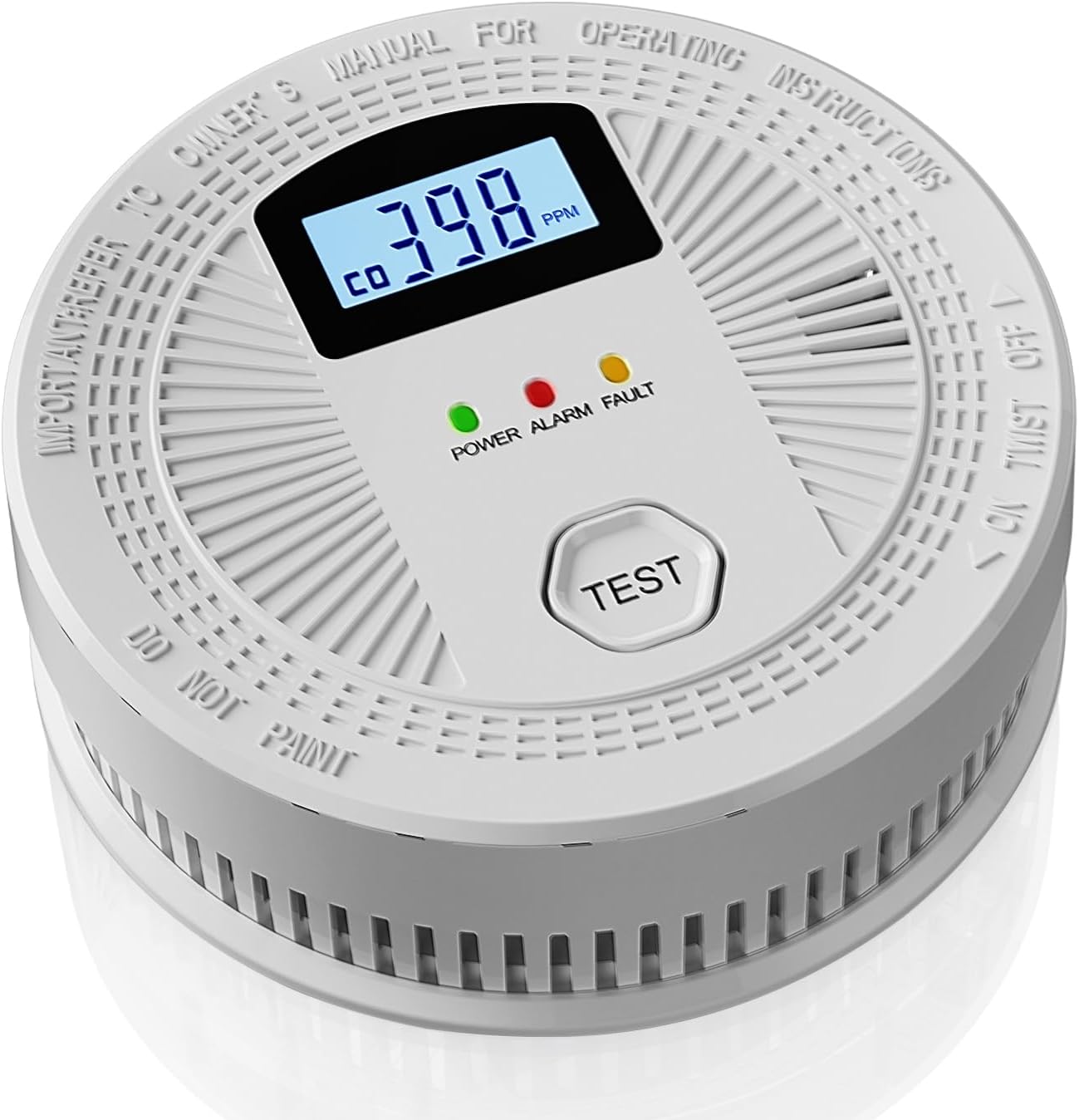 Combinación de monóxido de carbono y alarma de humo con pantalla digital, detectores de humo y monóxido de carbono a pilas, paquete de 1