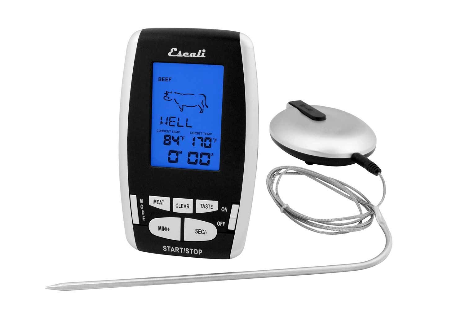 Escali DHRW1 – Termómetro inalámbrico para barbacoa, carne, pescado, temporizador y temporizador, rango de 200 pies213.3 ft, sonda segura para horno