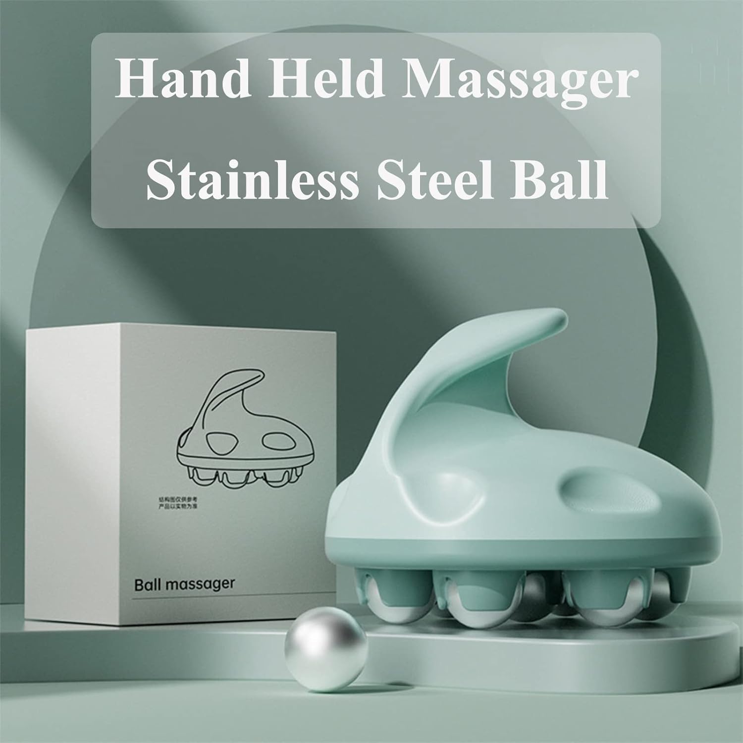Masajeador de mano, herramienta de masaje de cuerpo completo con masajeador de bola de rodillo, rodillo manual de 362 grados para músculos, espalda,