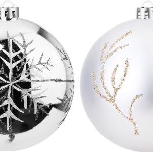 Bolas de adorno de Navidad, bolas de pintura extra grandes, juego de 2 piezas de 6 pulgadas para colgar en el árbol (plateado) Bolas de adorno de Navidad, bolas de pintura extra grandes, juego de 2 piezas de 6 pulgadas para colgar en el árbol (plateado)