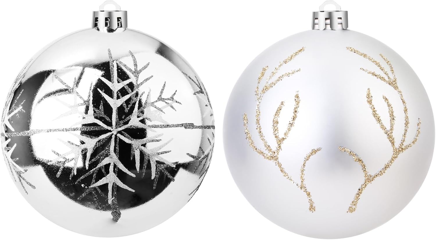 Bolas de adorno de Navidad, bolas de pintura extra grandes, juego de 2 piezas de 6 pulgadas para colgar en el árbol (plateado)