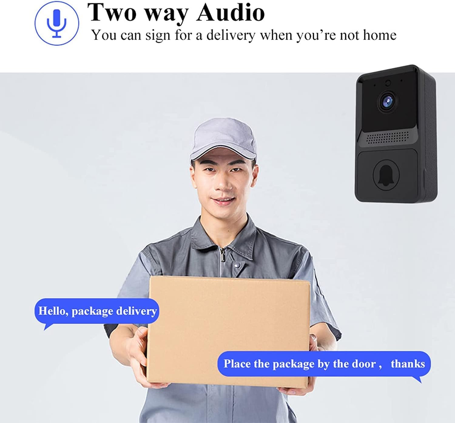 TEDATATA Timbre de video WiFi, timbre inalámbrico para el hogar, visión nocturna, con batería de litio recargable, par con aplicación para usar