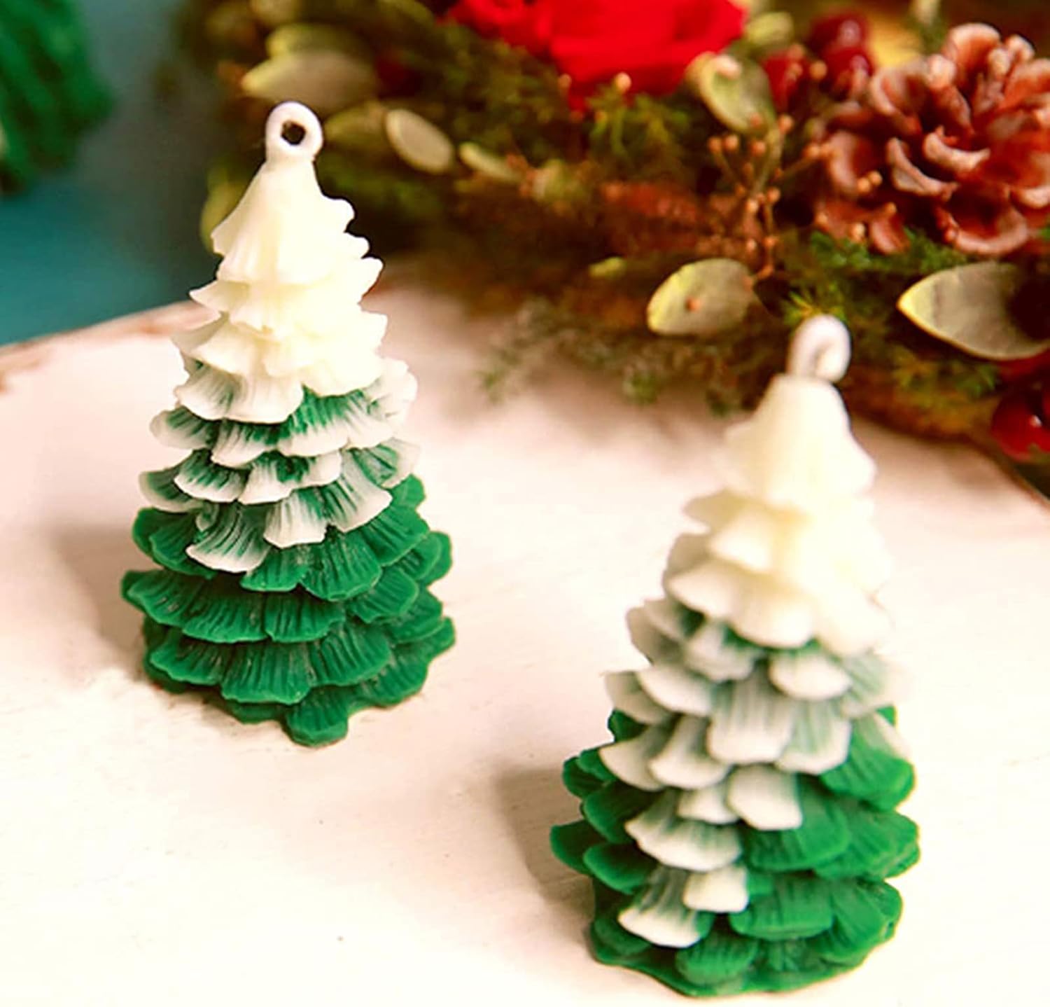 Molde de silicona para velas de árbol de Navidad de cedro, pastel de fondant, molde de chocolate para hornear, molde de yeso de resina epoxi para