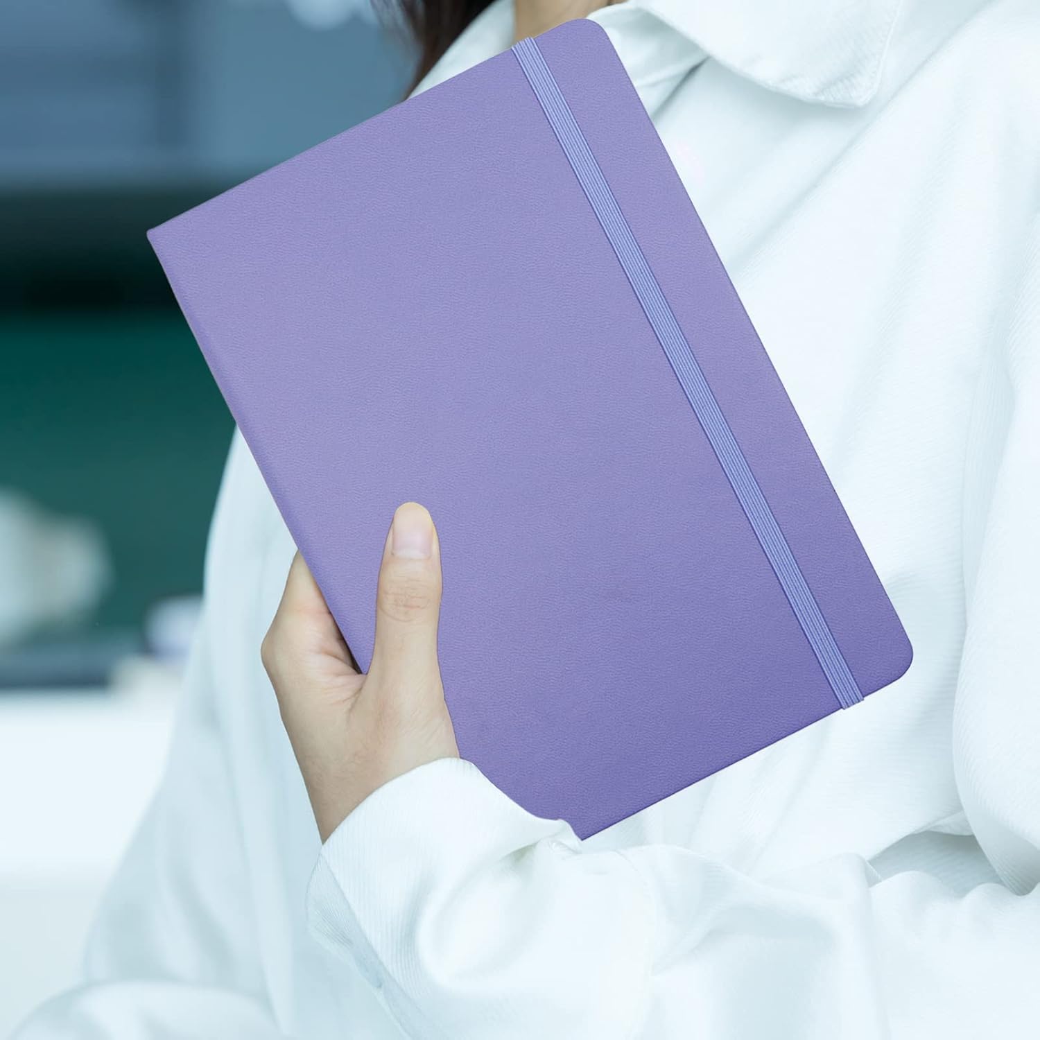 Deziliao – Cuaderno de tapa dura de 160 páginas, cuadernos a rayas para el trabajo, papel grueso prémium de 100GSM, con bolsillo, tamaño mediano de