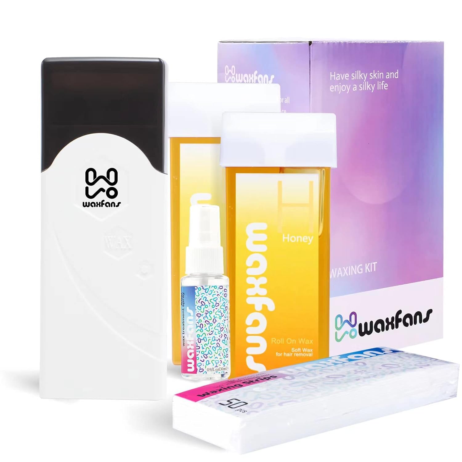 Kit de cera enrollable para mujeres y hombres, kit de cera para todo tipo de piel, kit de cera enrollable para depilación, con cartuchos de cera de
