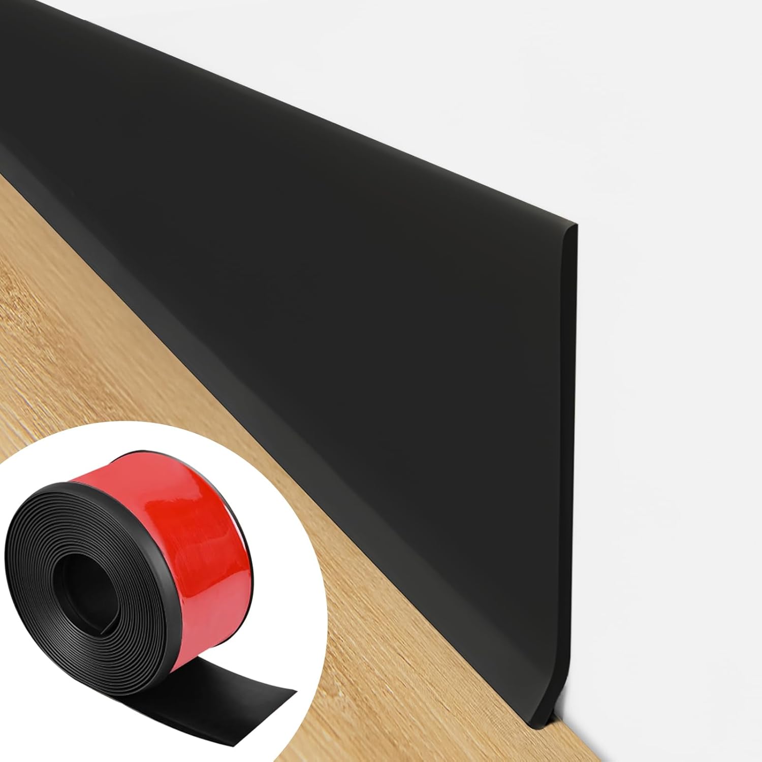 Art3d Moldura flexible de pared para zócalo, 4 pulgadas x 20 pies, despegar y pegar base de vinilo para pared, color negro