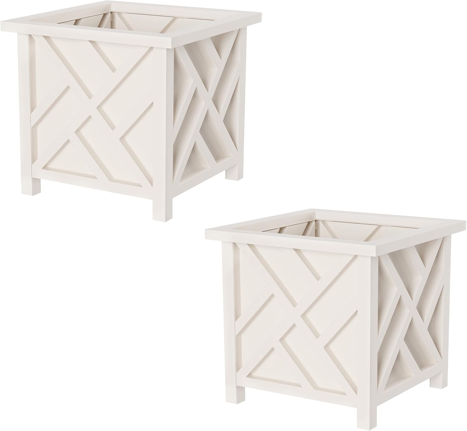 Pure Garden – Macetero con diseño de celosía, paquete de 2  Macetas decorativas de 14.75 pulgadas para flores o plantas al aire libre  porche