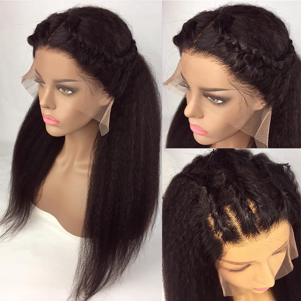 Maxine Pelucas de cabello humano virgen brasileño lacio de 26 pulgadas con encaje frontal, prearrancado de 13×4, peluca de cabello humano lacio tipo