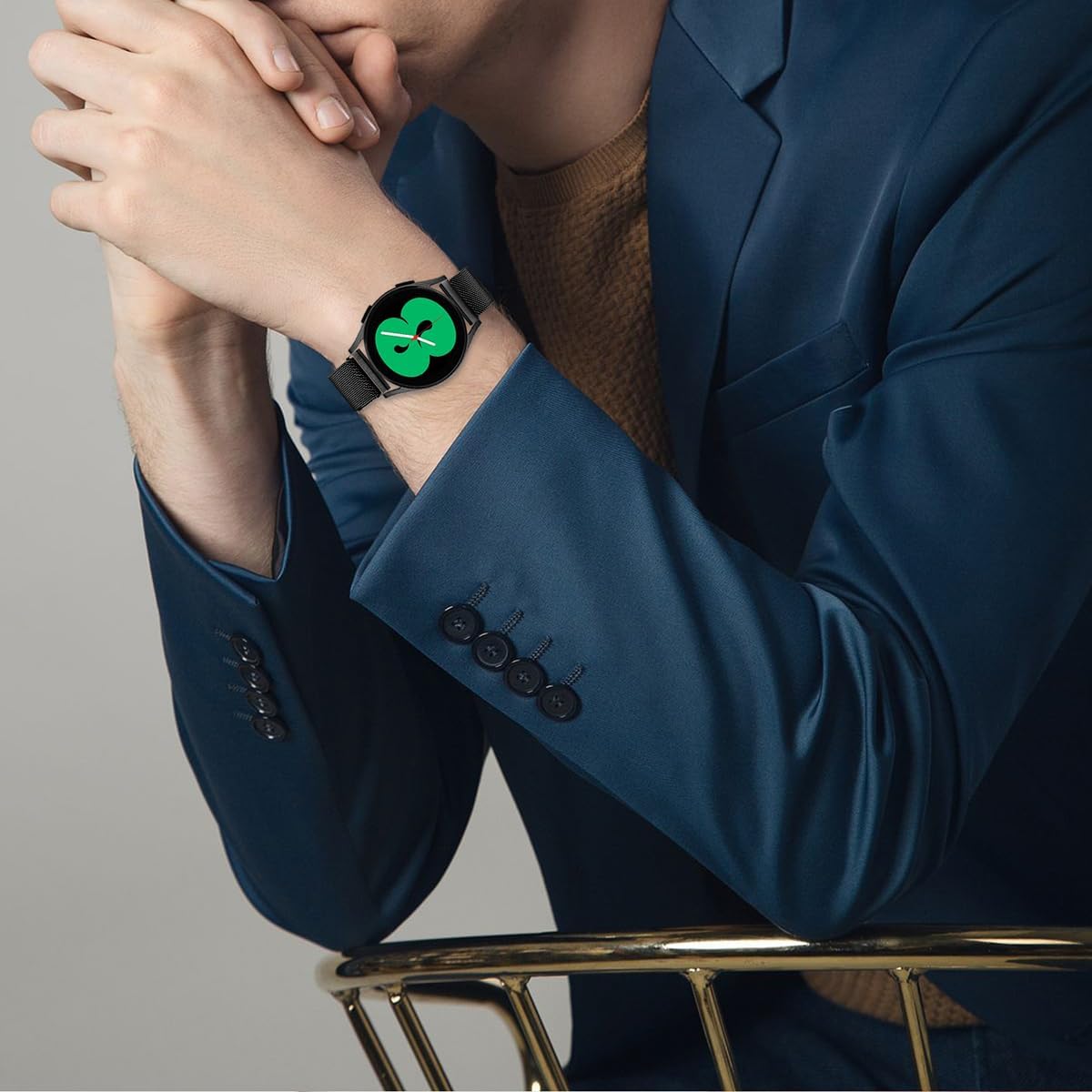 Dniieo Paquete de 2 correas compatibles con Samsung Galaxy Watch 6 5 4 de 1.575 pulgadas, 1.732 pulgadas, 0.772 pulgadas, correa milanesa para