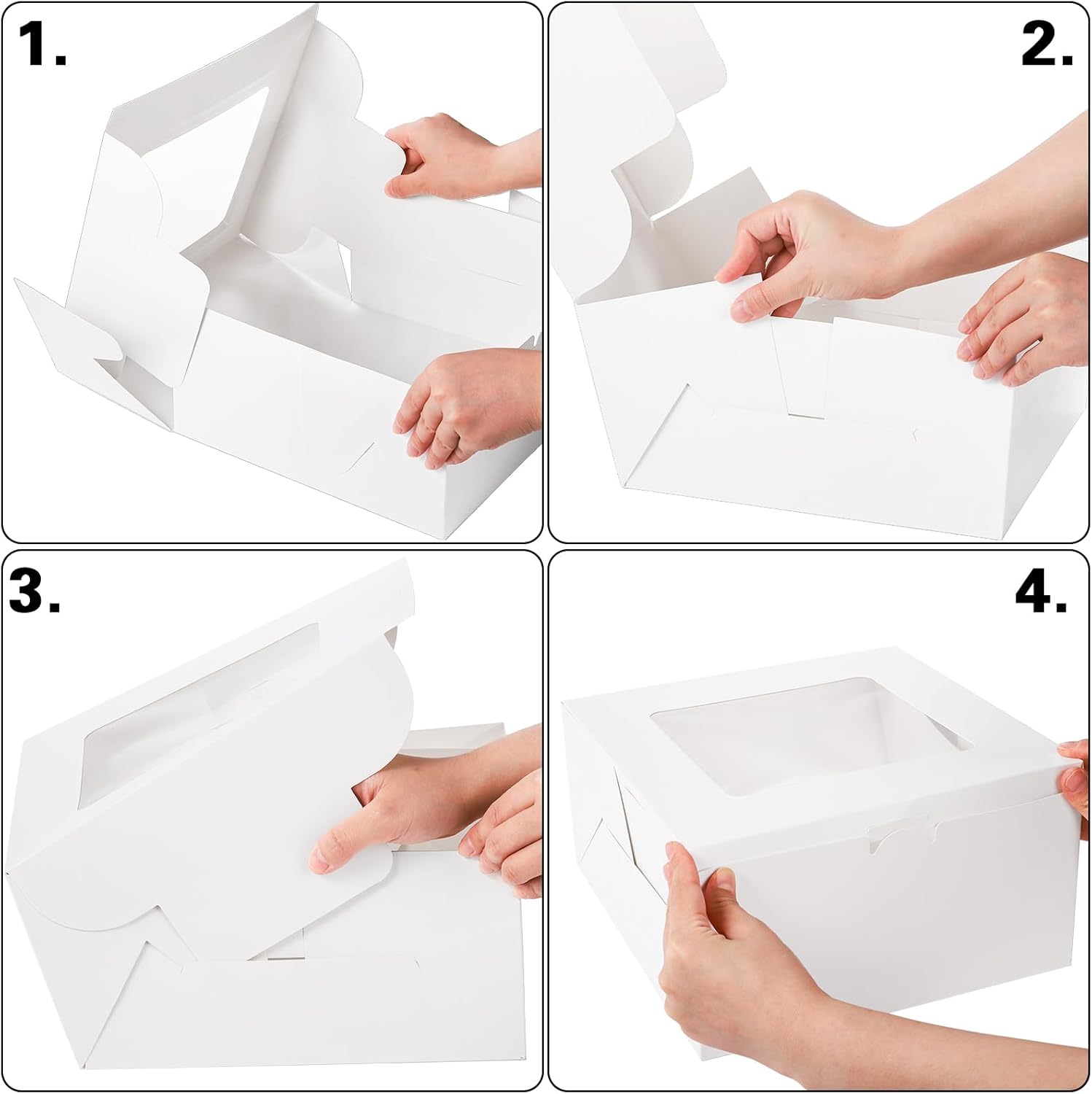 AVLA Paquete de 20 cajas para pasteles con ventana, cajas de panadería de 10 pulgadas con tablas, contenedor desechable para pasteles de postres,