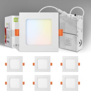 ASD Iluminación LED empotrable cuadrada de 4 pulgadas  2700 K3000 K3500 K4000 K5000 K, 12 W 50 W Eqv  Luces de techo ultra finas y regulables con ASD Iluminación LED empotrable cuadrada de 4 pulgadas  2700 K3000 K3500 K4000 K5000 K, 12 W 50 W Eqv  Luces de techo ultra finas y regulables con