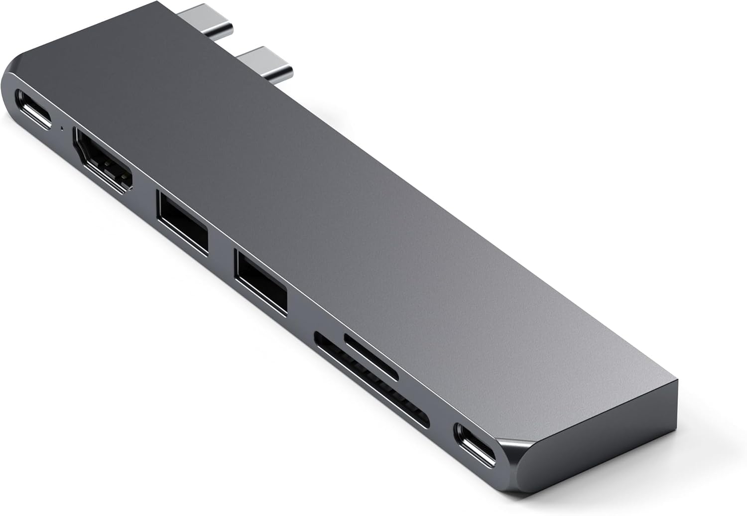 Satechi Adaptador multipuerto USB C Hub Pro Slim, dongle 7 en 1 para MacBook ProAir M2 con puerto USB 4, resolución HDMI 4K, USB3.2 Gen 2, lector de