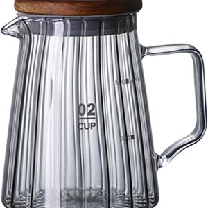 Elegante jarra de crema de vidrio en forma de ola, jarra de crema de leche para café, juego de servir con mango y tapa de madera, olla transparente, Elegante jarra de crema de vidrio en forma de ola, jarra de crema de leche para café, juego de servir con mango y tapa de madera, olla transparente,