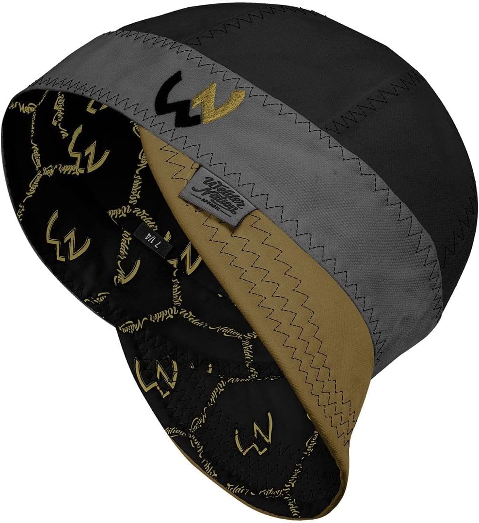 Welder Nation Tapa de soldadura de algodón suave de 8 paneles, 10 onzas, duradera para seguridad y protección durante la soldadura